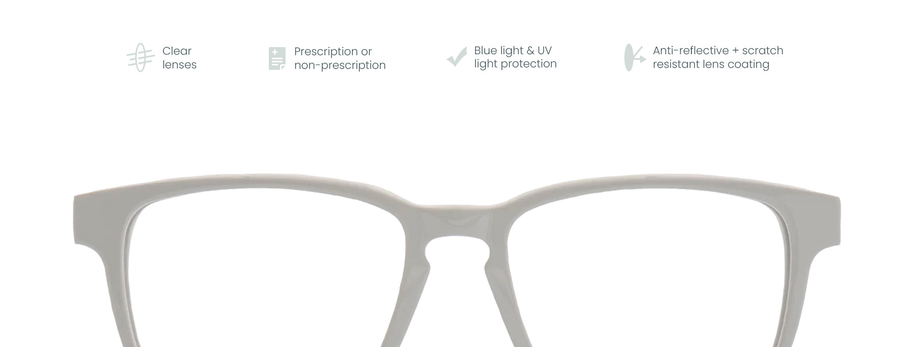 Clear lens eyeglasses with blue light protection available in prescription and non-prescription at www.HonestEyecare.org
